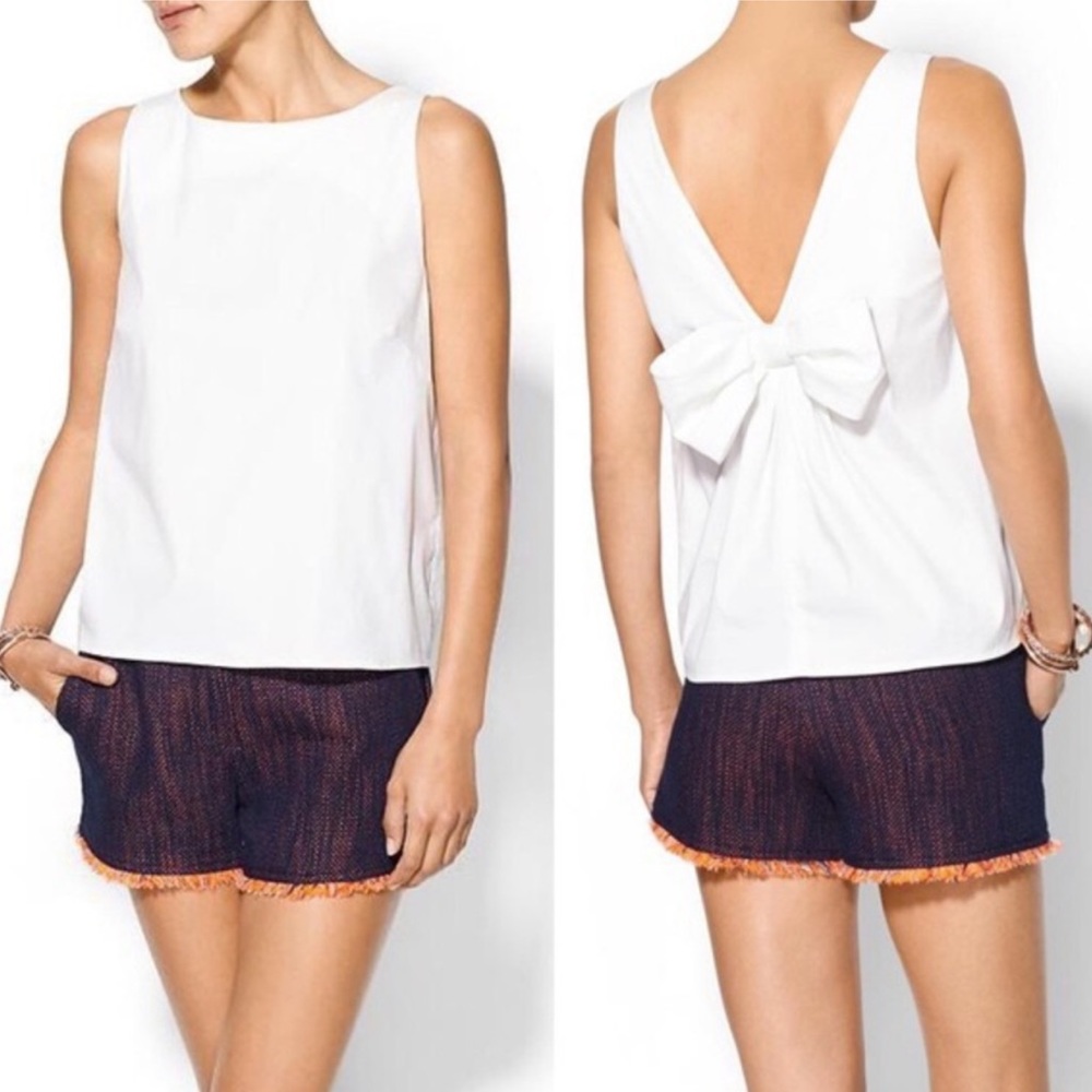 VALENTINO white bow back cotton poplin sleeveless top 42 / 8